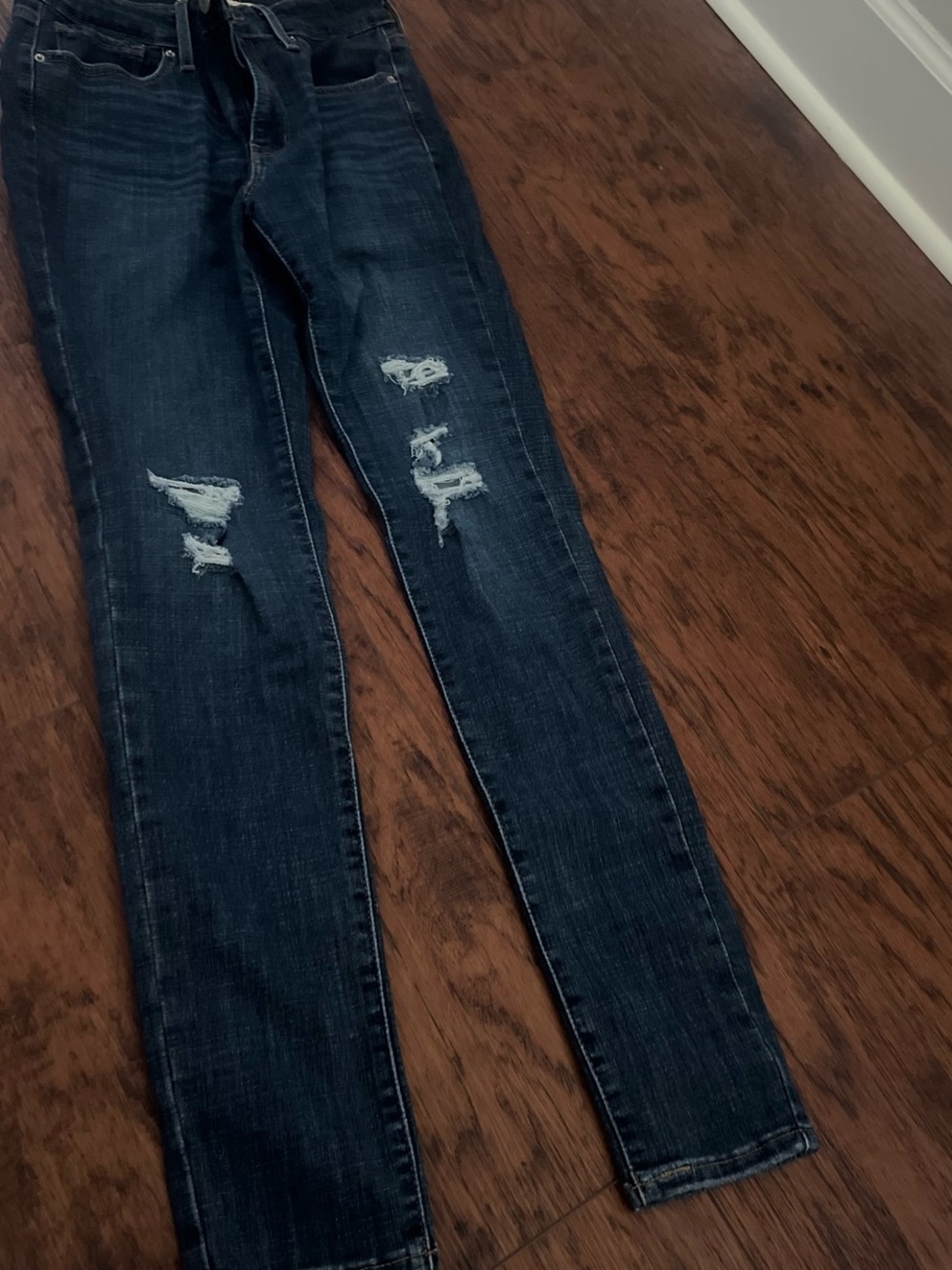 Levi's Navy Blue Ripped Skinny Jeans
